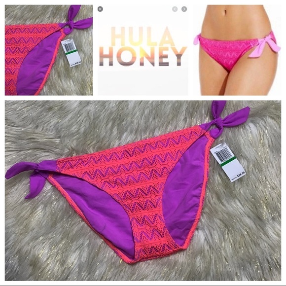 Hula Honey crochet hip ties bikini bottom NWT‎ - Picture 1 of 6
